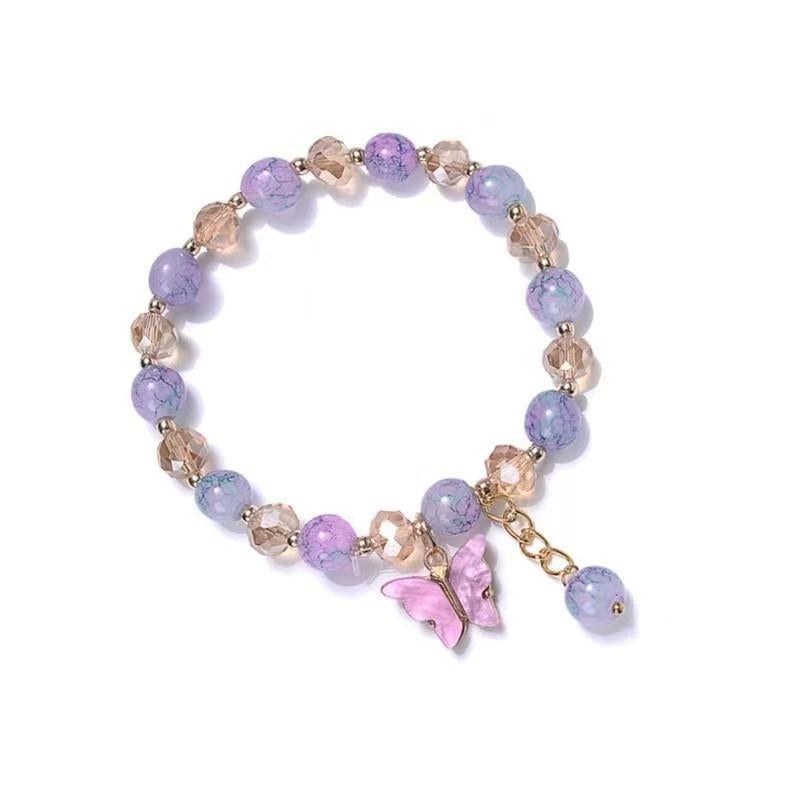 Sweet Butterfly Crystal Beaded Bracelets for Girls - Graduation Gift Jewelry