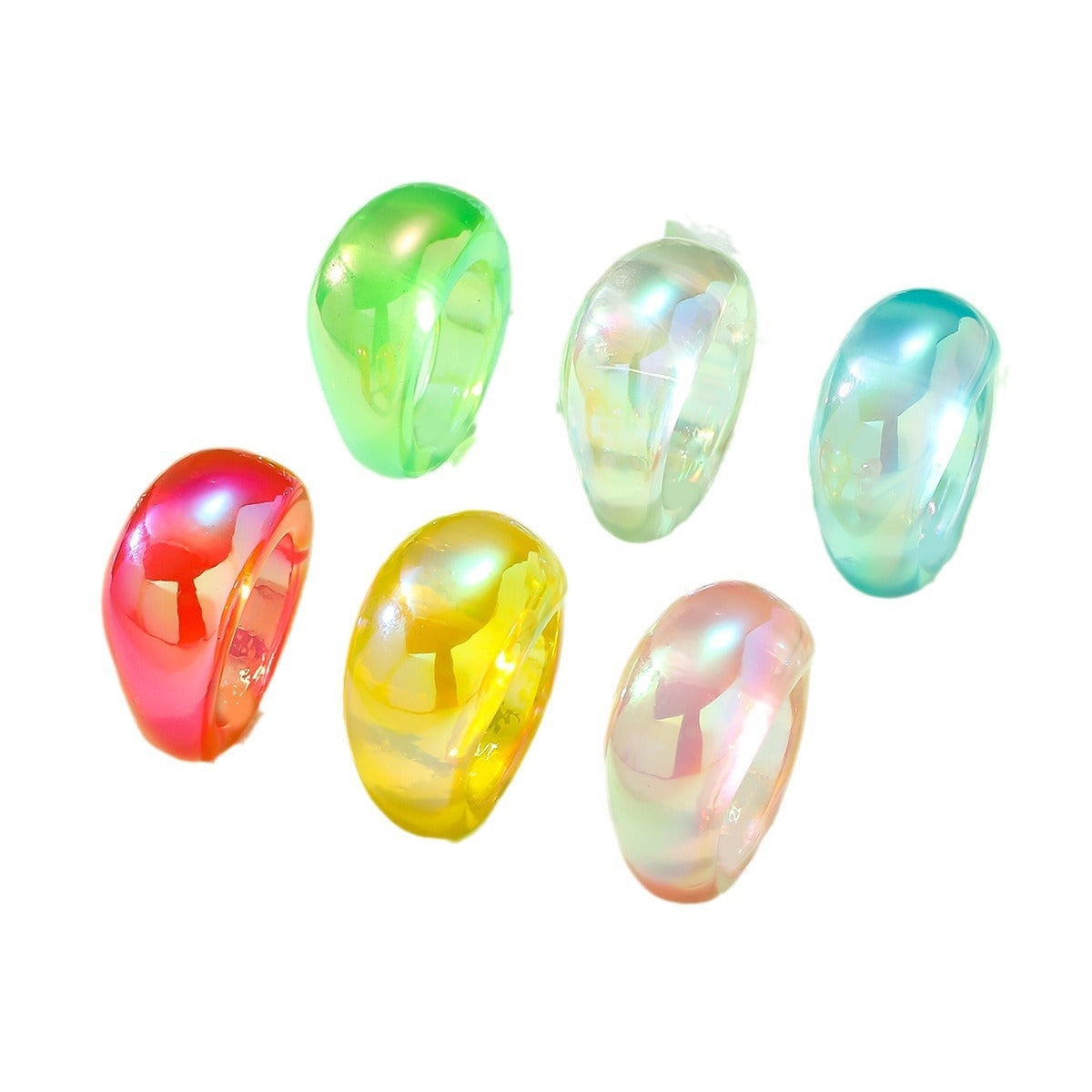 Sweet Solid Color Resin Candy Rings for Women