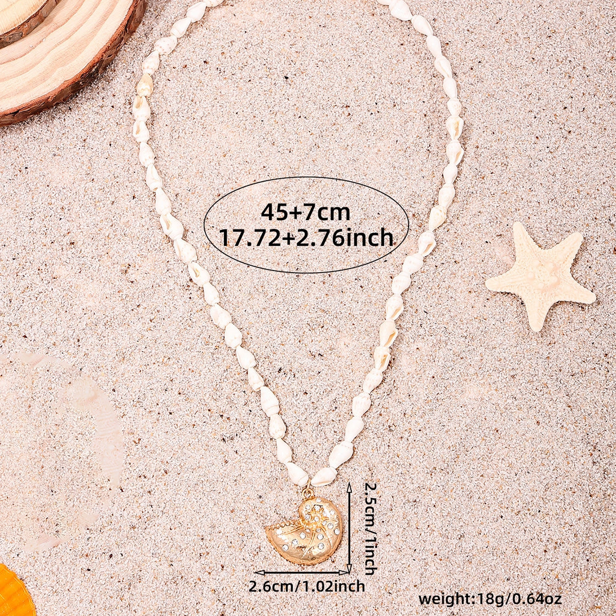 Wholesale Beach Style Conch Shell Beaded Pendant Necklace