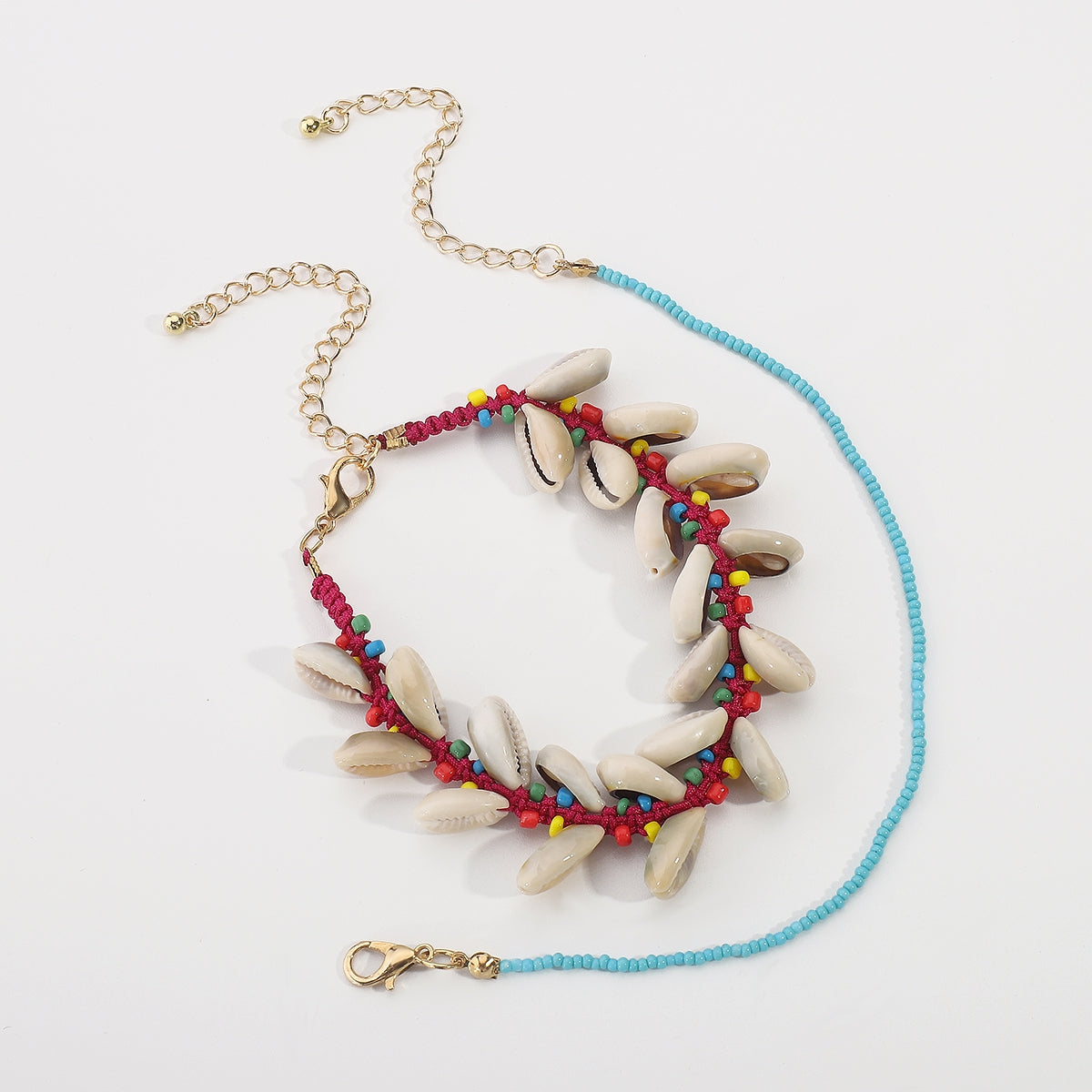 Bohemian Beach Shell & Seed Bead Anklet