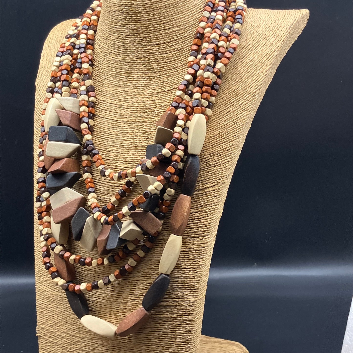 Wholesale Jewelry Vacation Ethnic Style Pastoral Geometric Wood Beaded Layered Layered Necklaces