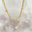 French Style Heart & Flower Bee 14K Gold Plated Stainless Steel Layered Necklace