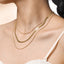 18K Gold Plated Stainless Steel Geometric Layered Snake Chain Necklace