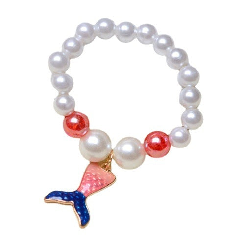 Mermaid Starfish Shell Charm Beaded Alloy Bracelet Set for Kids