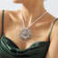 Vintage Sunflower Pendant Necklace and Earrings Set - Alloy Braid Rope Design