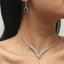 Korean Crystal Zirconia Necklace and Earring Set for Brides