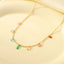 Wholesale Punk Beach Sports Polka Dots Crystal 14K Gold Plated Rainbow Pendant Necklace