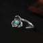 Retro Ginkgo Leaf Turquoise Sterling Silver Open Ring