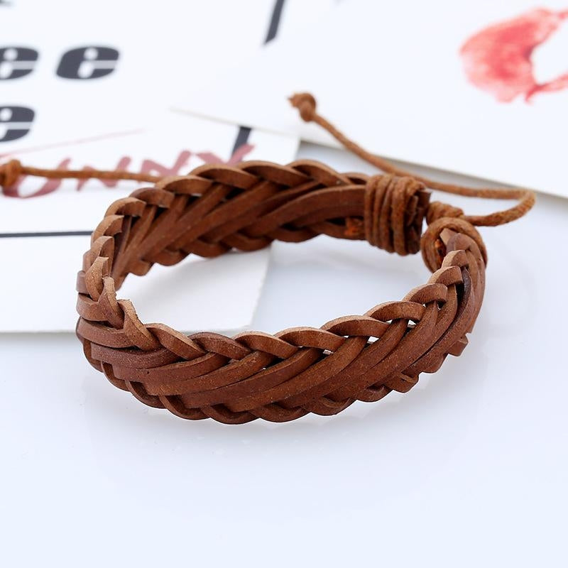 Vintage Style Men's Multi-Layer Woven Faux Leather Bracelet