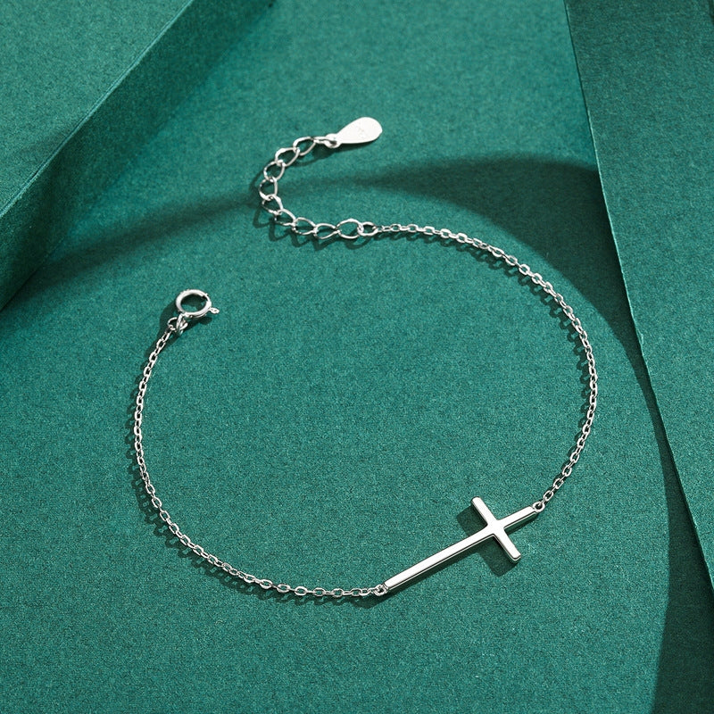 Sterling Silver Cross Bracelet - Minimalist Versatile Fashion Jewelry Wholesale