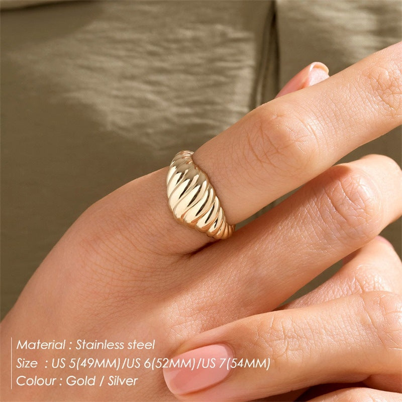 Wholesale Geometric 18k Gold Plated Stainless Steel Twist Rings