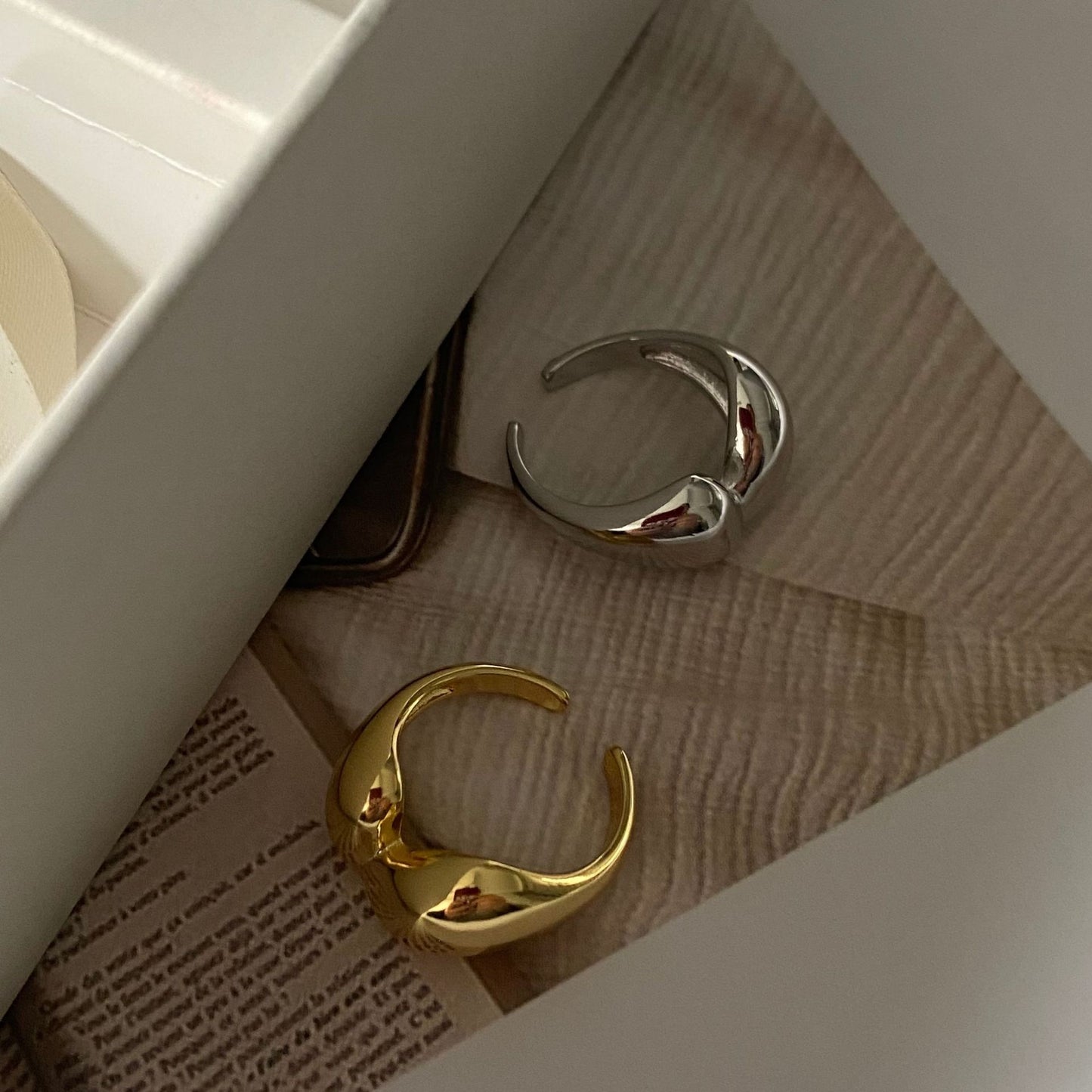 18K Gold Plated Heart Shape Copper Rings - Minimalist Design