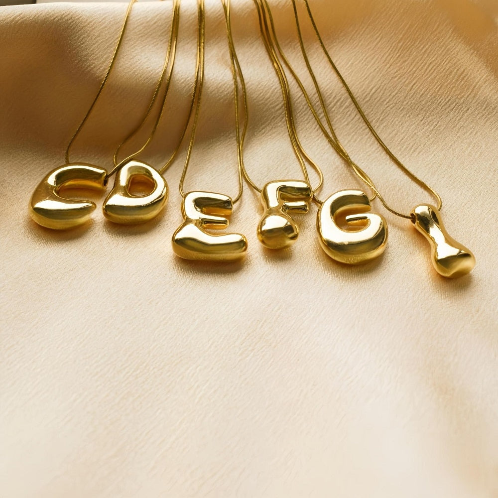 18K Gold Plated Brass Alphabet Pendant Necklace