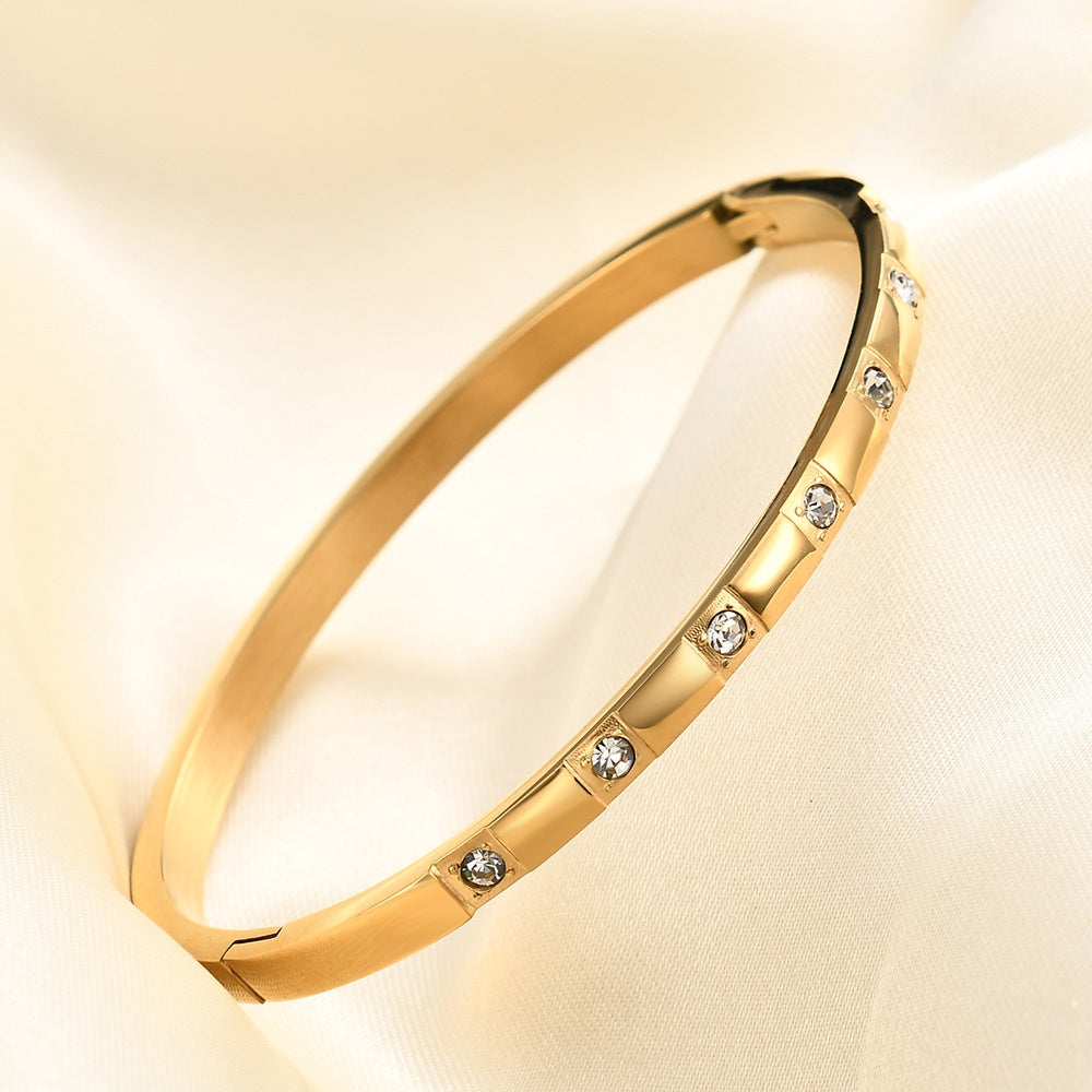 18k Gold Plated Zircon Stainless Steel Bracelet for Women