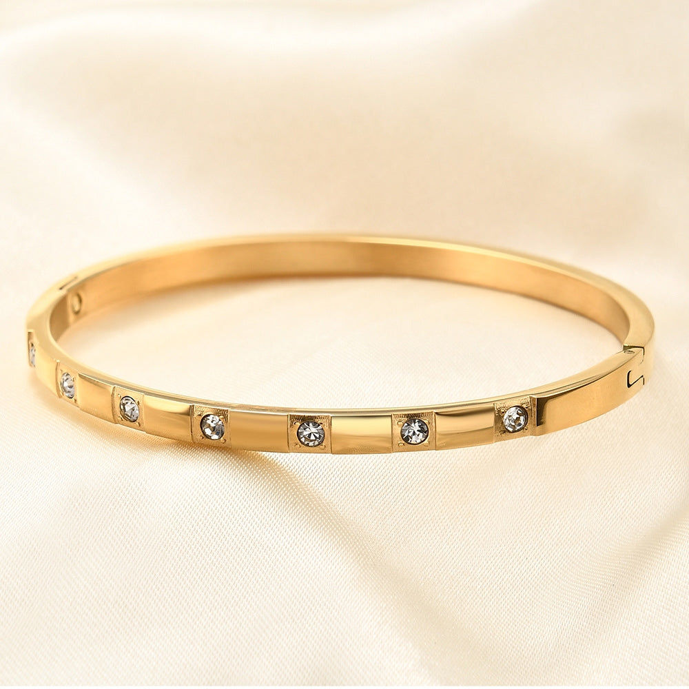 18k Gold Plated Zircon Stainless Steel Bracelet for Women