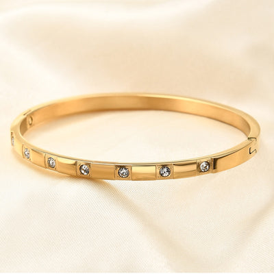 18k Gold Plated Zircon Stainless Steel Bracelet for Women