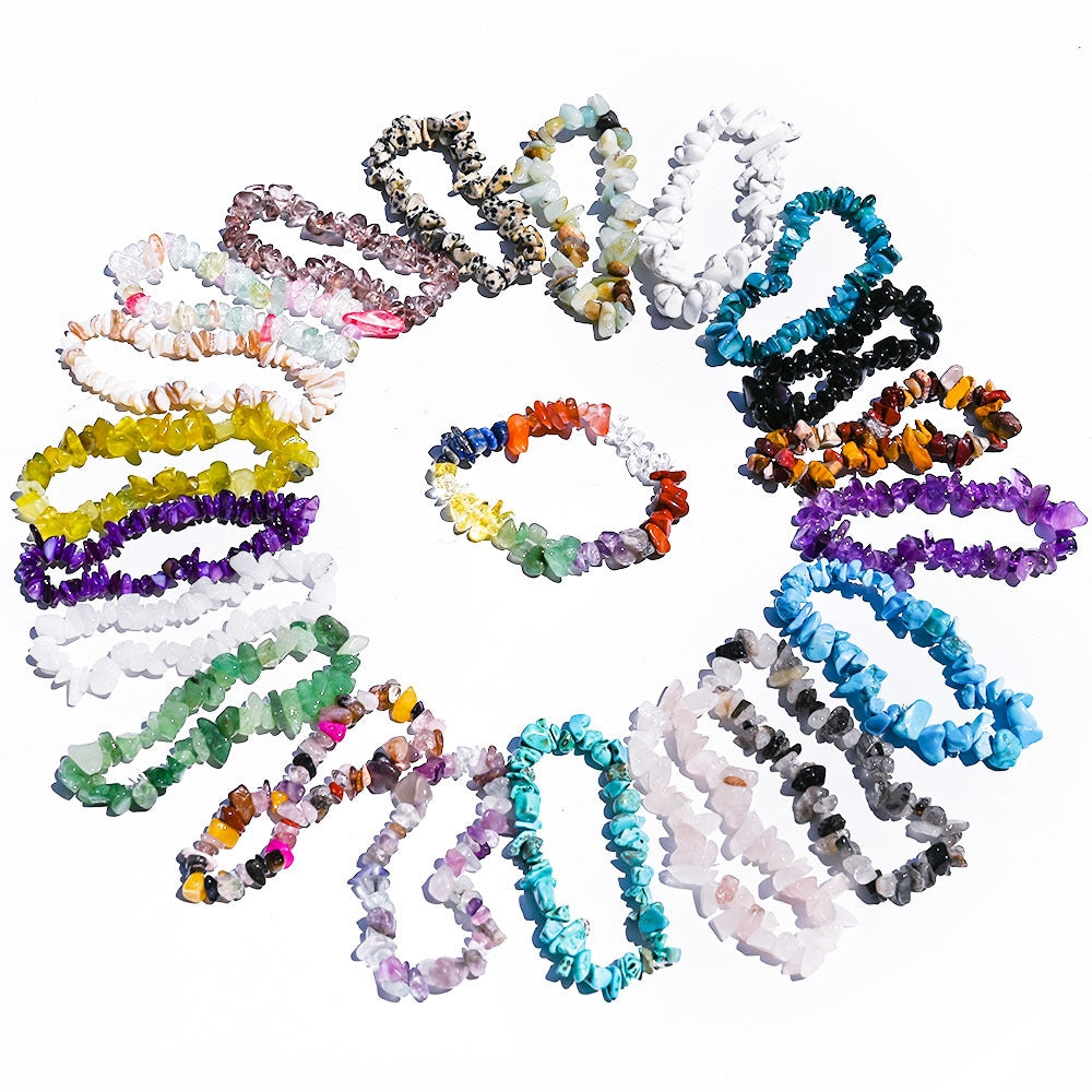 Wholesale Natural Stone Polished Multicolor Crystal Stretch Bracelets