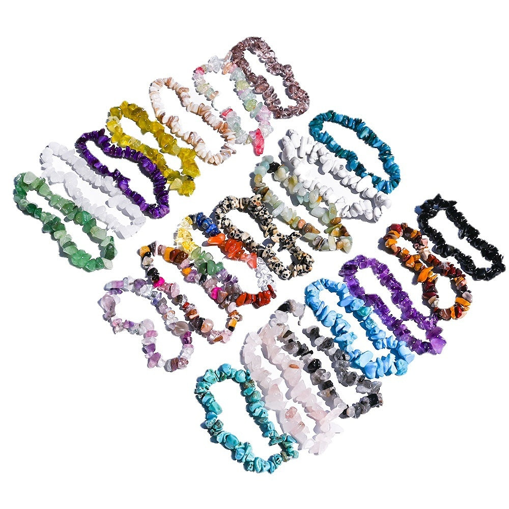 Wholesale Natural Stone Polished Multicolor Crystal Stretch Bracelets