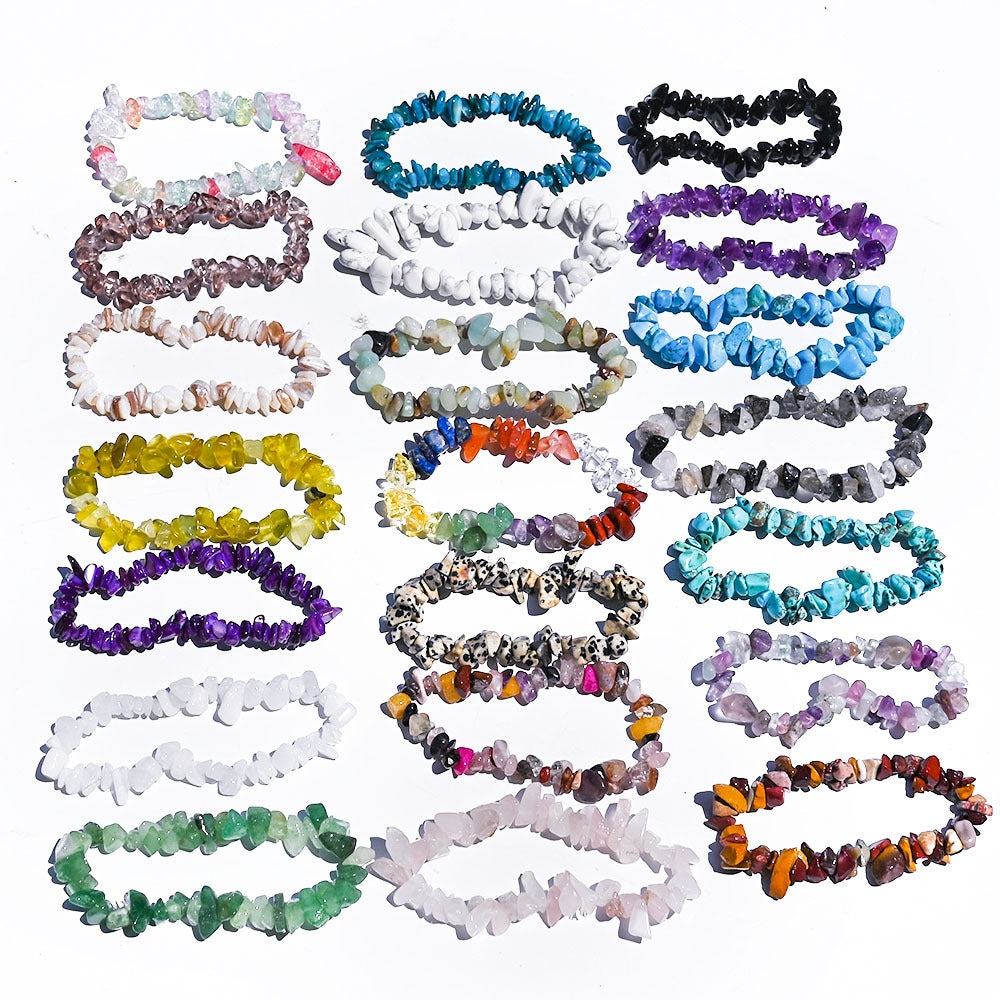 Wholesale Natural Stone Polished Multicolor Crystal Stretch Bracelets