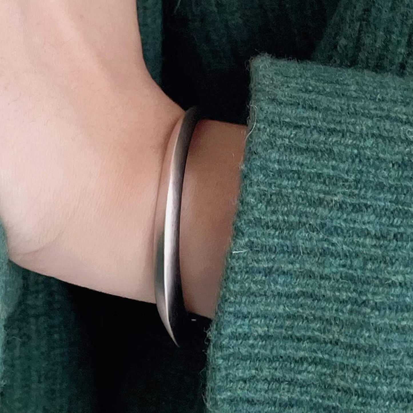 Simple Style Sterling Silver Cuff and Twist Open Bracelet