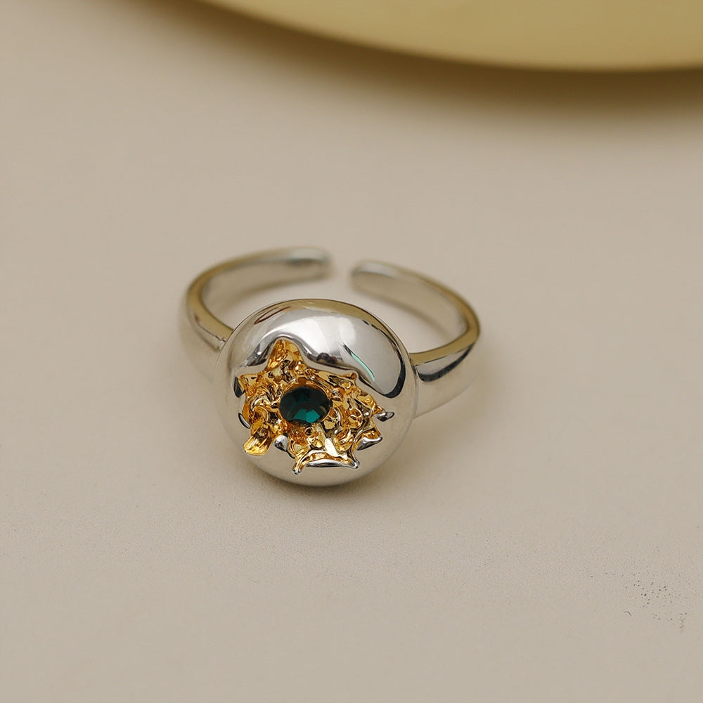 Minimalist 18K Gold Plated Open Ring with Color Contrast Design