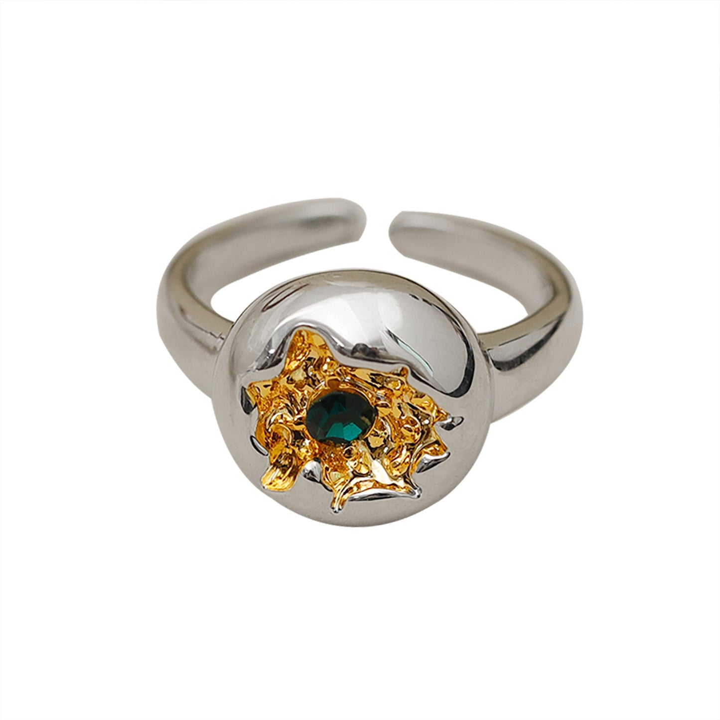 Minimalist 18K Gold Plated Open Ring with Color Contrast Design