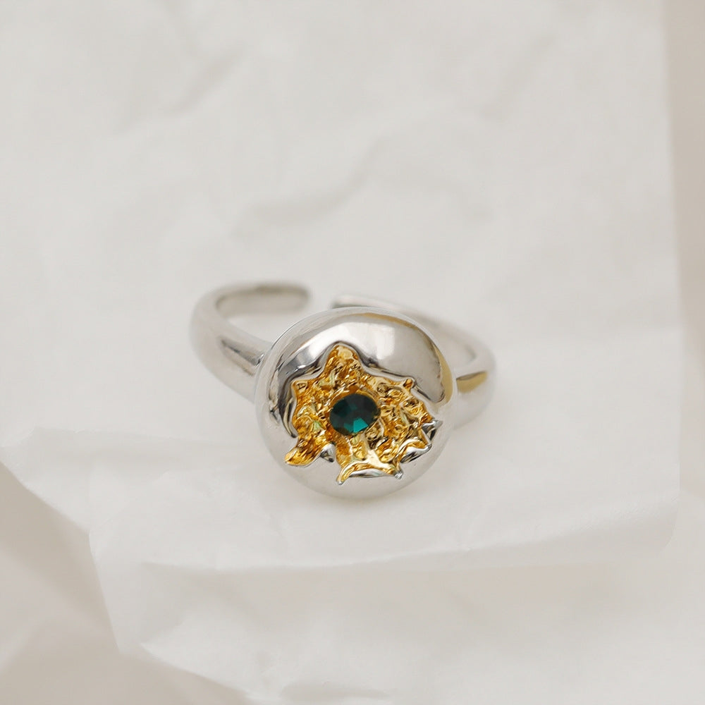 Minimalist 18K Gold Plated Open Ring with Color Contrast Design