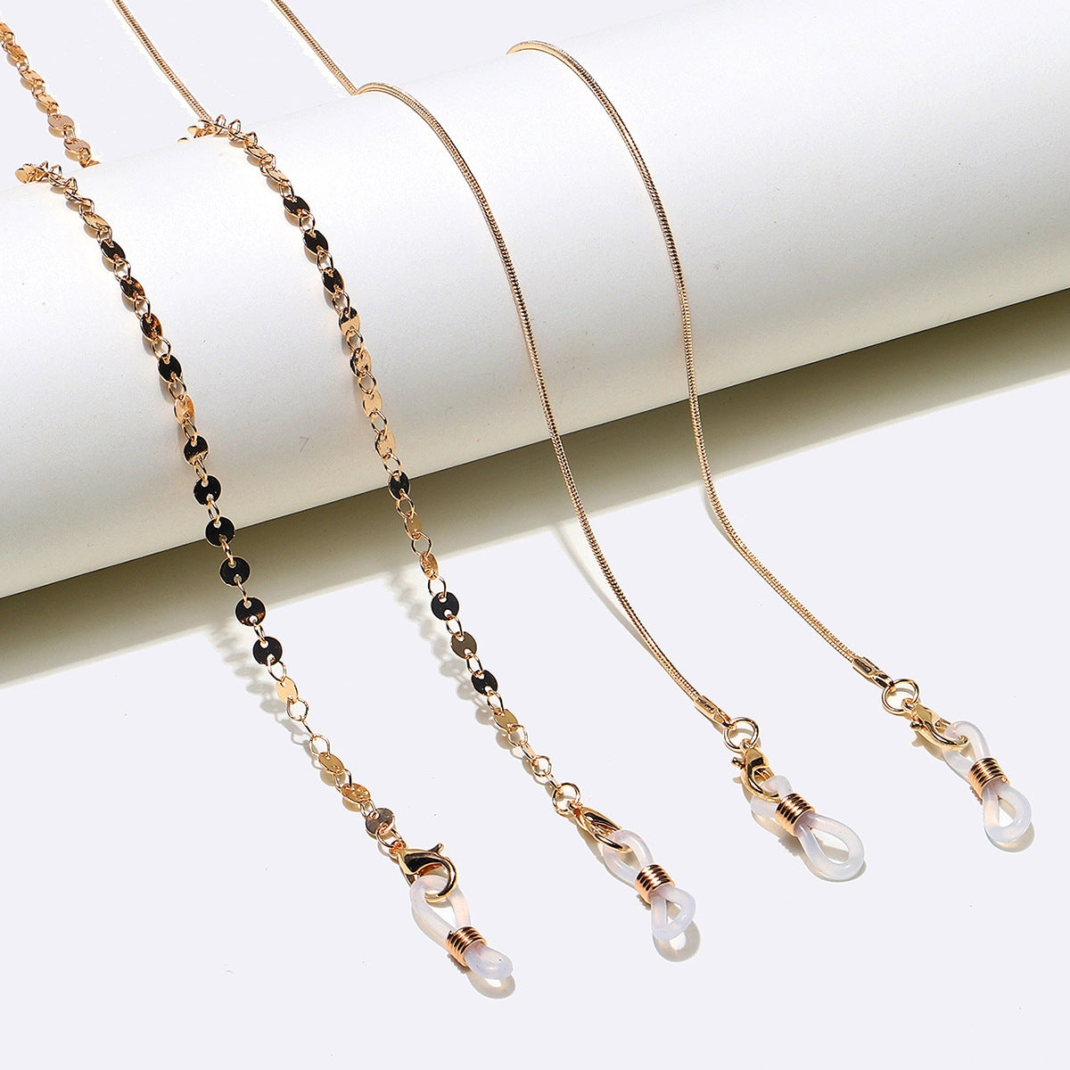 Wholesale Snake Bone Chain Disc Copper Glasses & Mask Chain Set - Rose Gold