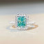 Radiant Cut Moissanite Ring with Paraiba Mint Green Square Inlay in Sterling Silver