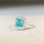 Radiant Cut Moissanite Ring with Paraiba Mint Green Square Inlay in Sterling Silver