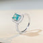 Radiant Cut Moissanite Ring with Paraiba Mint Green Square Inlay in Sterling Silver