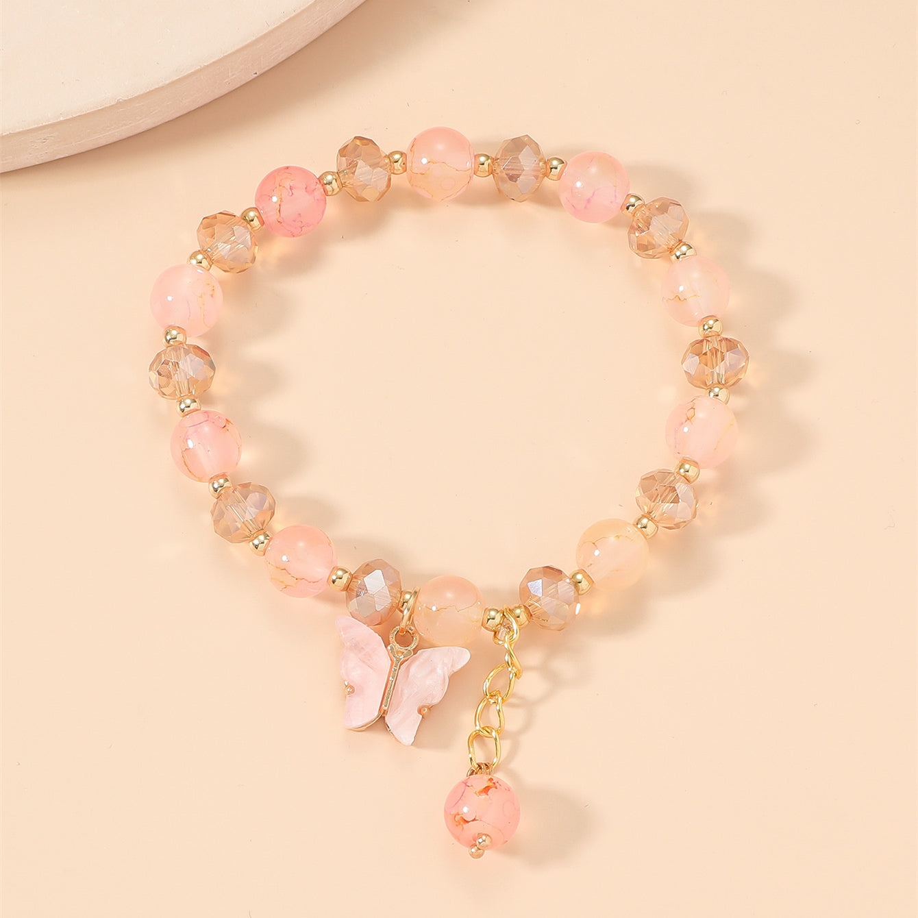 Women's Vintage Crystal Butterfly Bracelet - Colorful Glass Beaded Jewelry