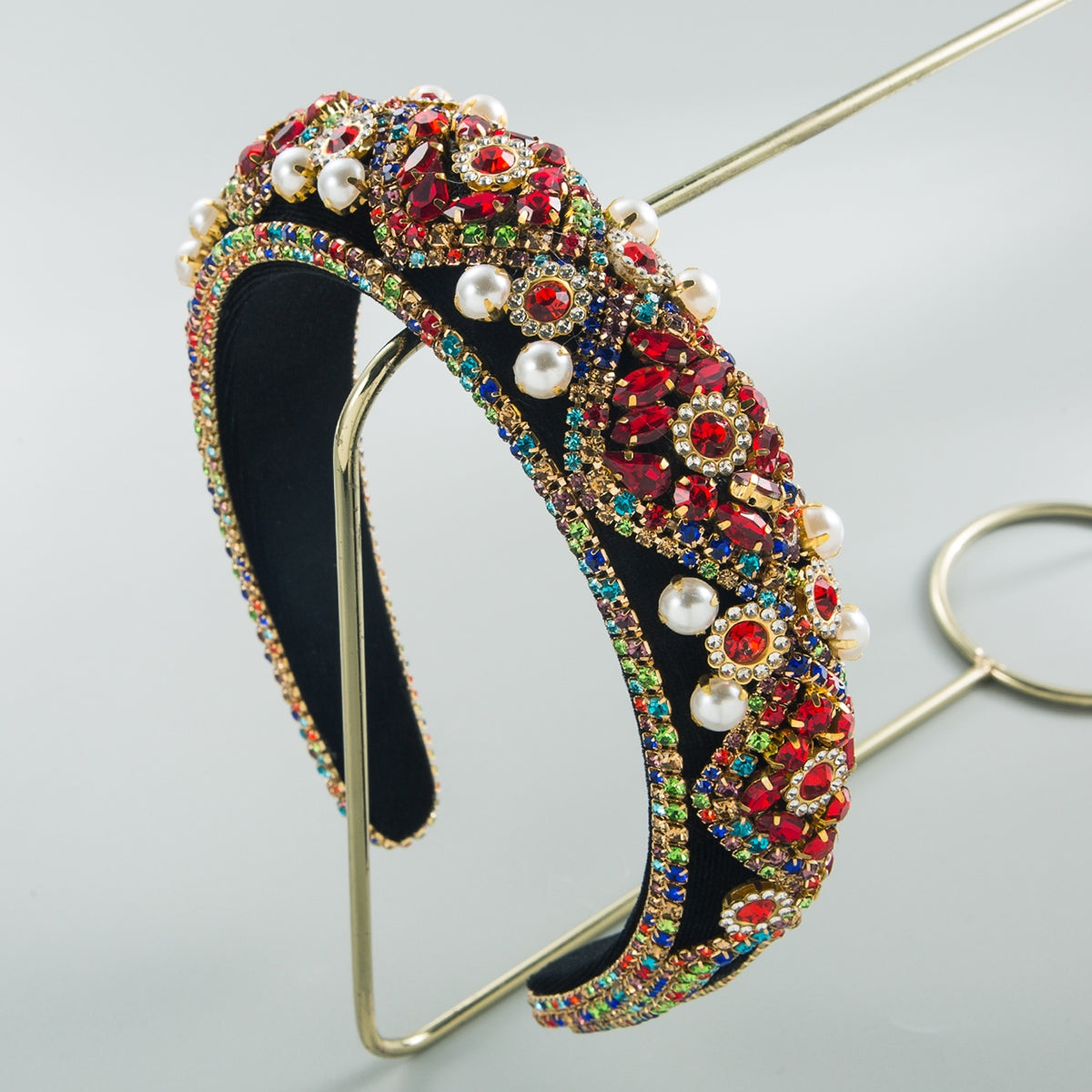 Women's Vintage Rhinestone Pearl Baroque Sponge Headband