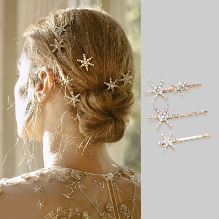 Women's Star-Shaped Alloy Hair Clip Bridal Hairpin Fashion Accessory