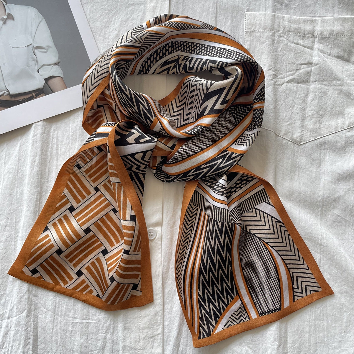 Women's Classic Color Block Silk Scarf - Lightweight Summer Wrap