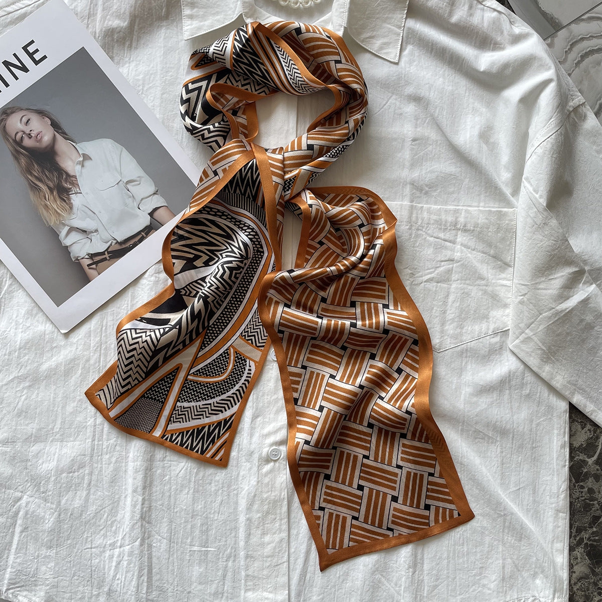 Women's Classic Color Block Silk Scarf - Lightweight Summer Wrap