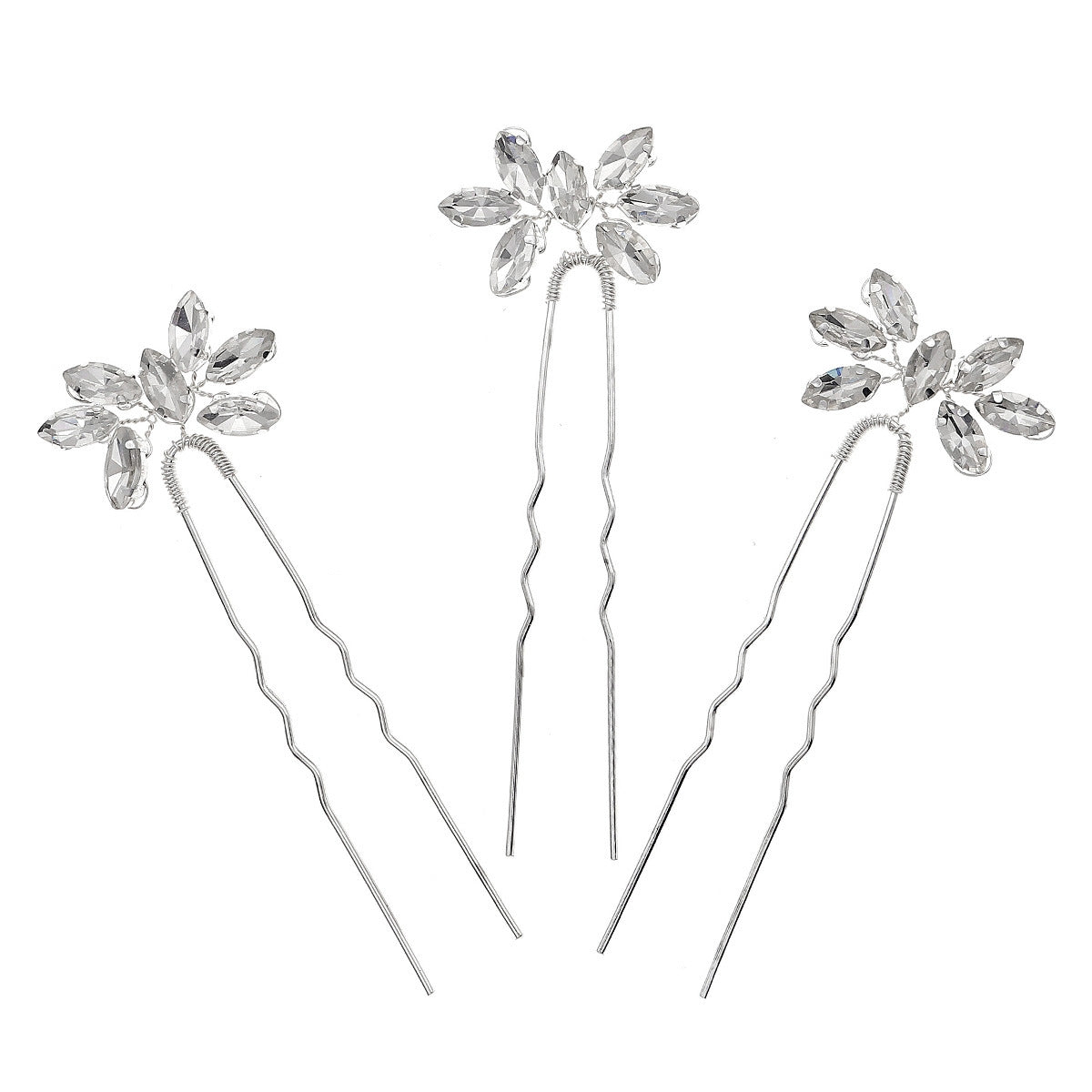 Women's Ethnic Flower Rhinestone Crystal Hair Comb Set