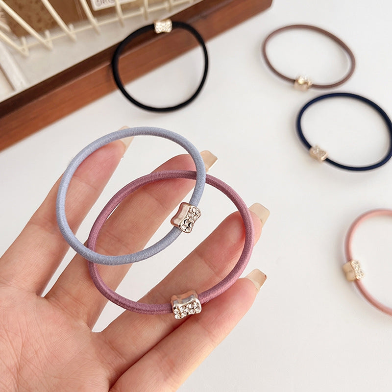 Women's Solid Color Rhinestone Elastic Hair Tie