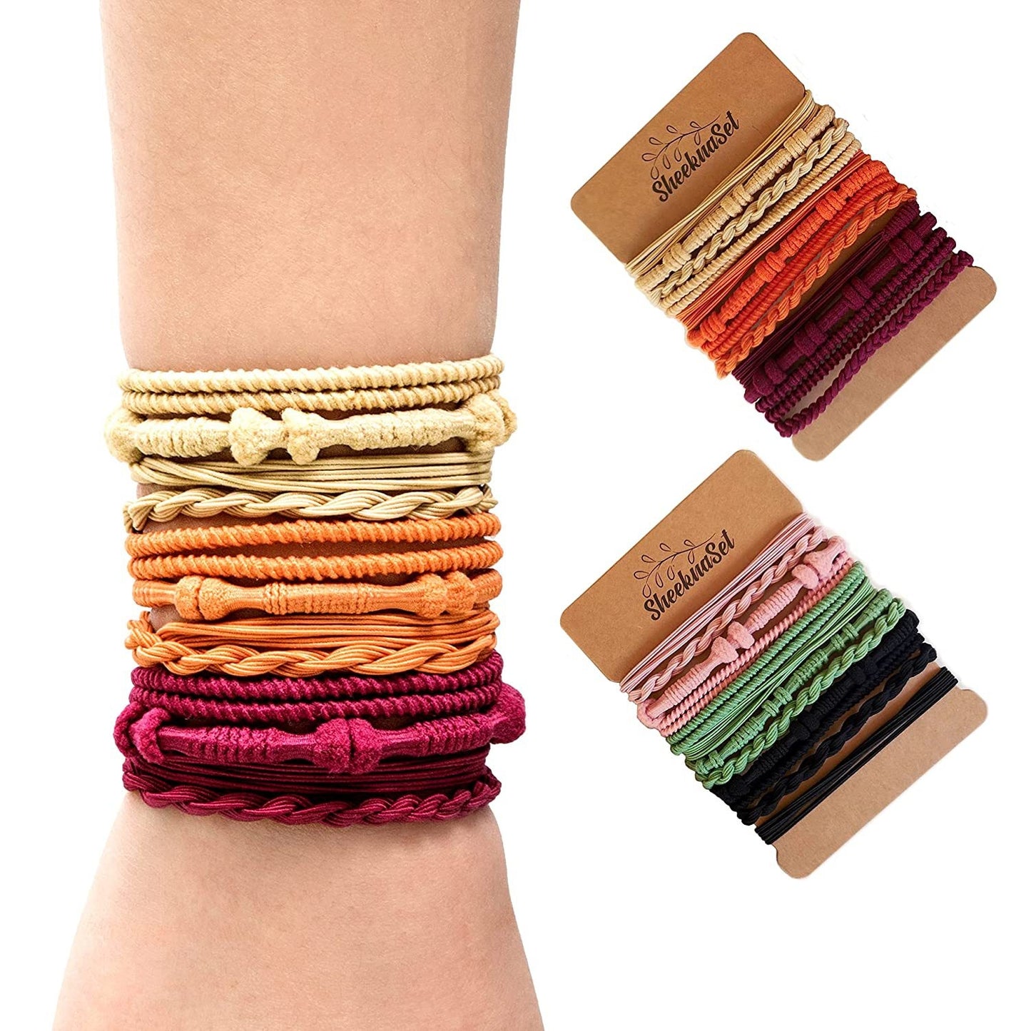 Bohemian Nylon Braid Hair Tie and Vintage Headband Bracelet for Women