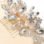 Women's Bridal Vintage Leaf Flower Hair Comb with Artificial Pearls and Rhinestones