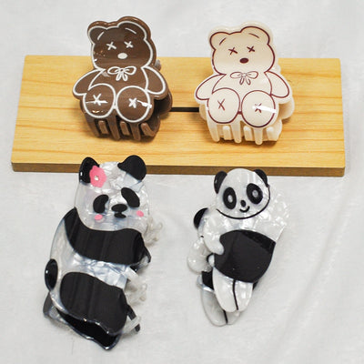 Women's Cute Cartoon Animal Hair Claw Clips - Bear & Panda Acetate Hair Accessories