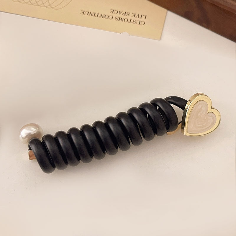 Women's Heart Shape Pearl Elastic Hair Tie Set