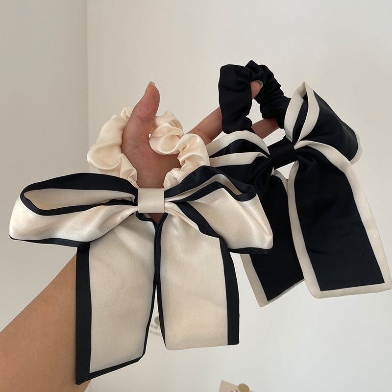 Women's Vintage Elegant Silky Bow Hair Tie and Ponytail Holder