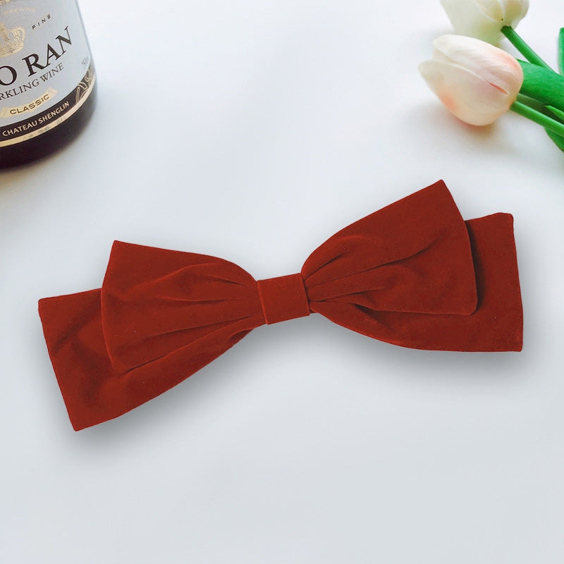 Women's Casual Velvet Bow Knot Hair Clip - Elegant Alloy Flannel Hairpin for Spring and Summer