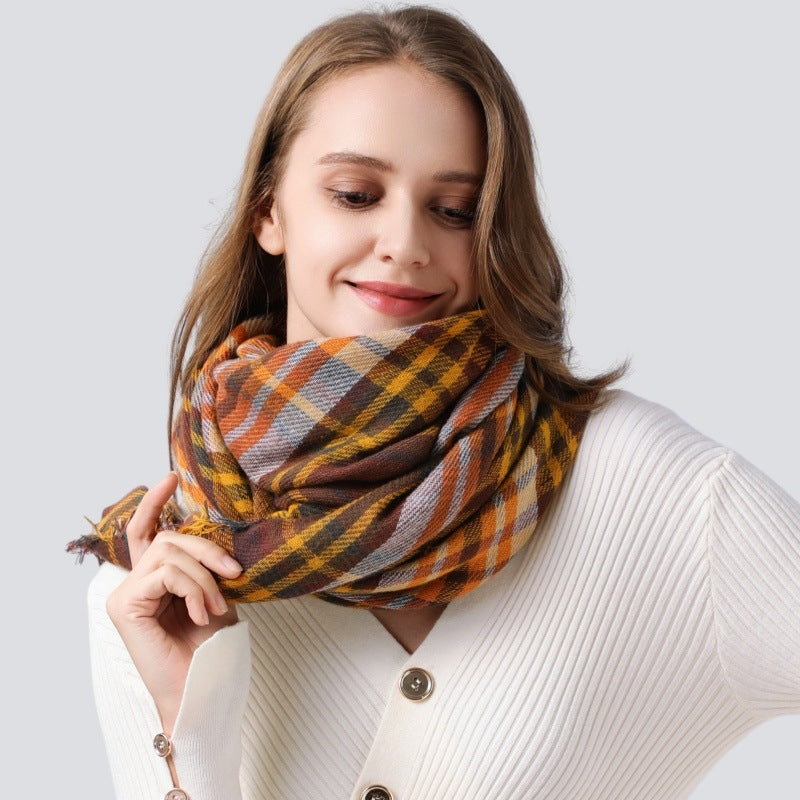 Women's Casual Lattice Polyester Scarf Shawl for Autumn Winter