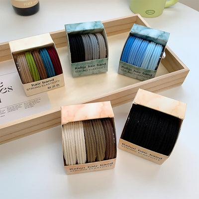 Women's Solid Color High-Elasticity Hair Ties - Durable Rubber Bands for Ponytails