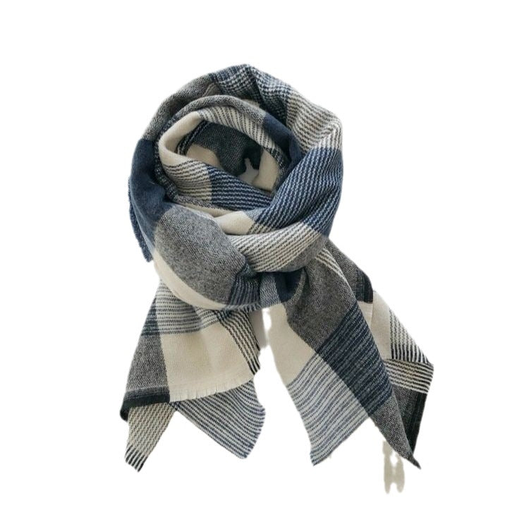 Women's Korean Style Plaid Imitation Cashmere Scarf Shawl