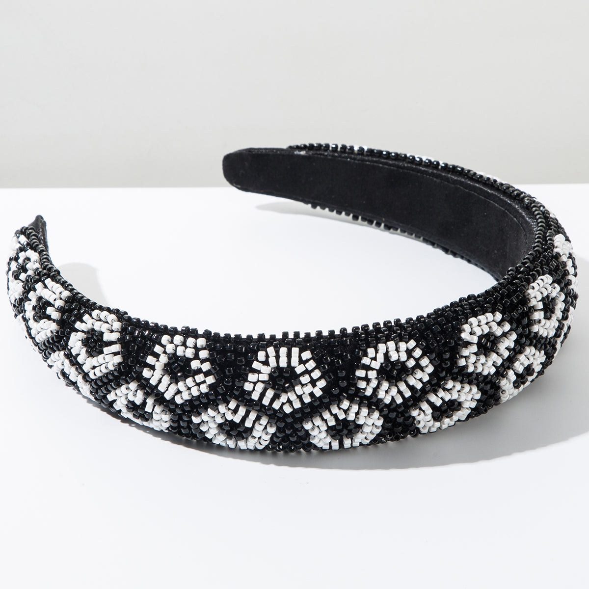 Women's Fashion Leopard Beaded Hairband - Hand-Sewn Rice Beads, Shiny Party Accessory