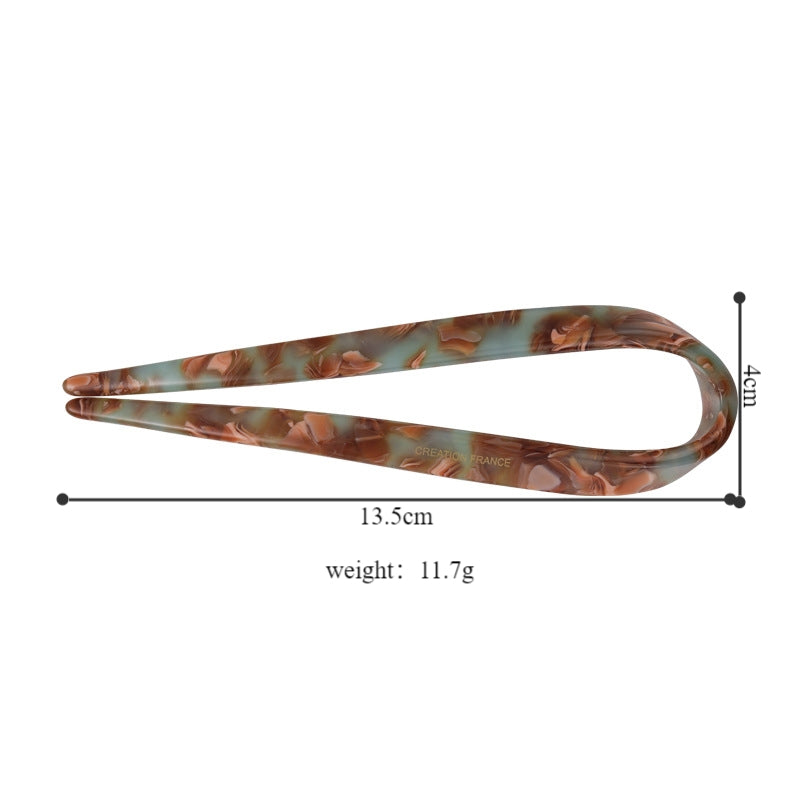 Women's Classic Marble Acetate U-Shaped Hairpin - Simple and Modern Versatile Design for Daily Wear