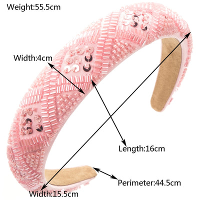 Women's Handmade Beaded Multi-Color Cross Pattern Hair Band